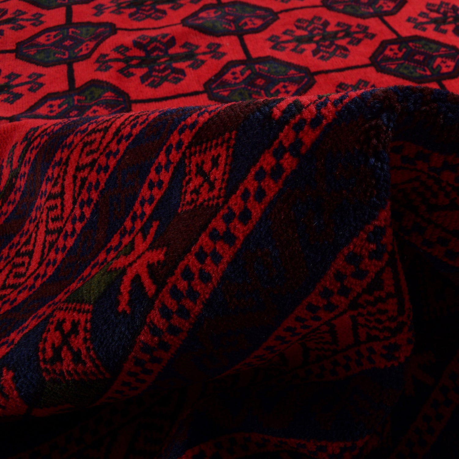 Bokhara Rug Handmade Deep Red Medallion 9x12 ft
