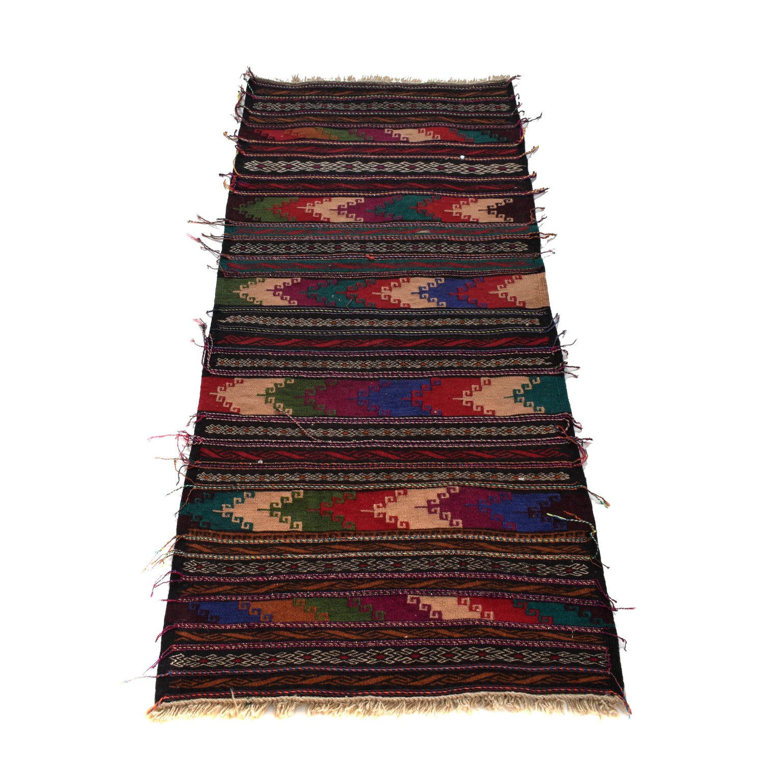 Table Sheet Area Rug Runner Handmade Multi Curvilinear 5'