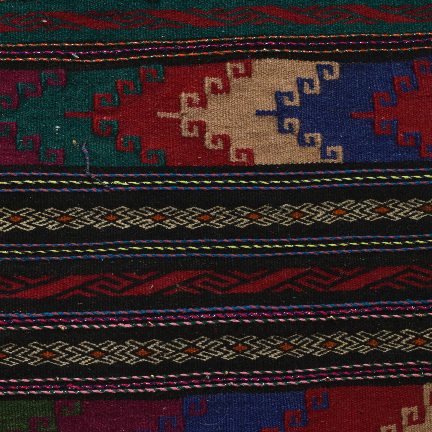 Table Sheet Area Rug Runner Handmade Multi Curvilinear 5'