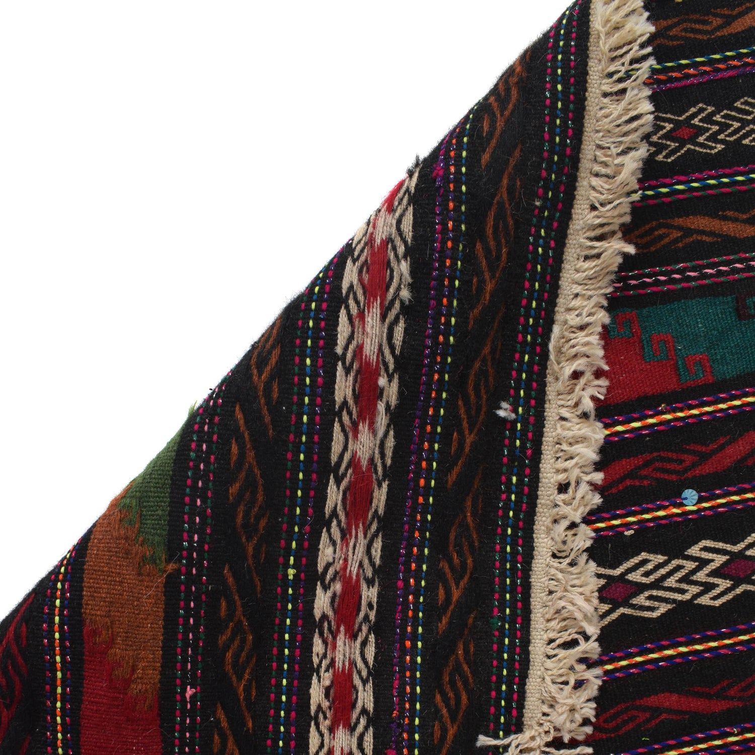 Table Sheet Area Rug Runner Handmade Multi Curvilinear 5'