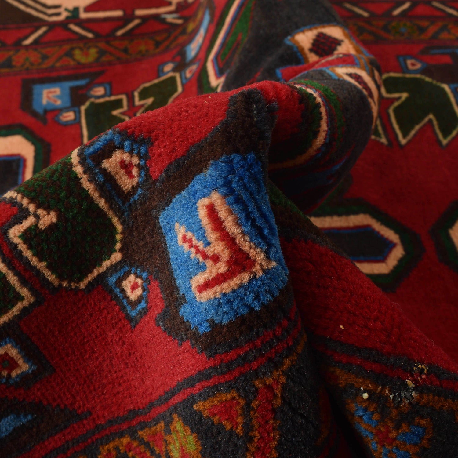 Baluchi Rug Handmade Multi Geometric 4x7 ft