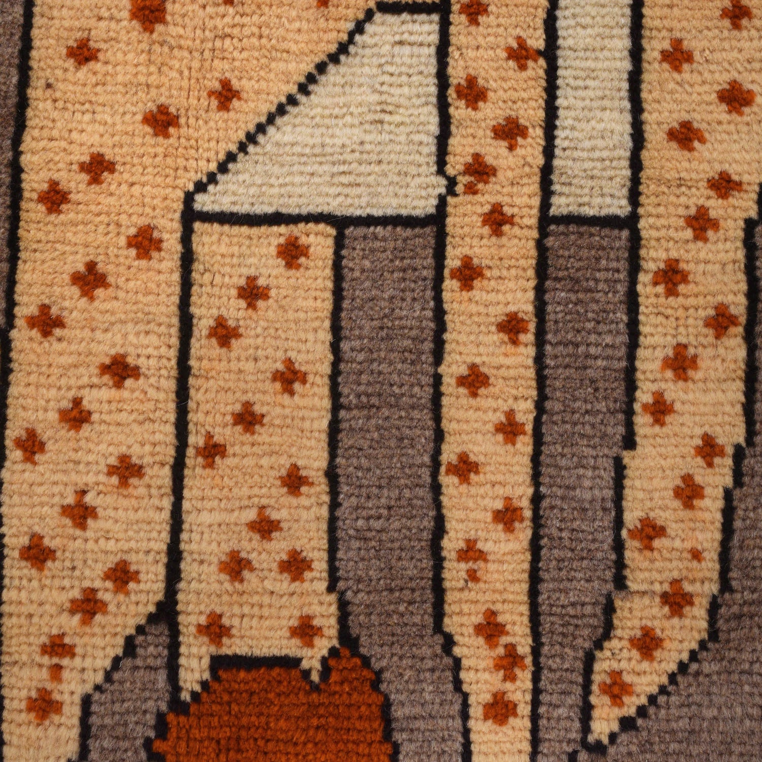 Pictorial Rug Handmade Brown Design