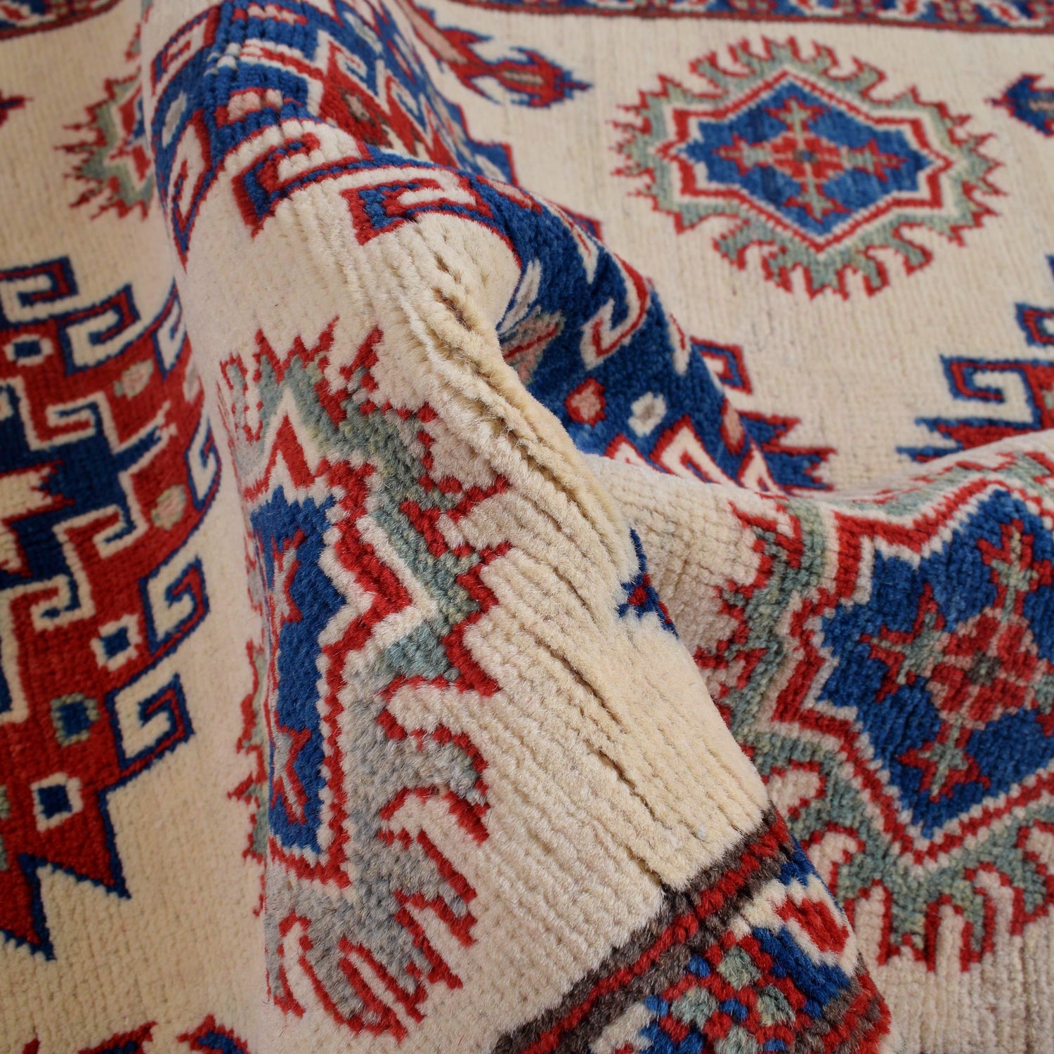 Kazak Rug Handmade Ivory Medallion 3x5 ft