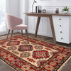 Kazak Rug Handmade Ivory Medallion 2x4 ft