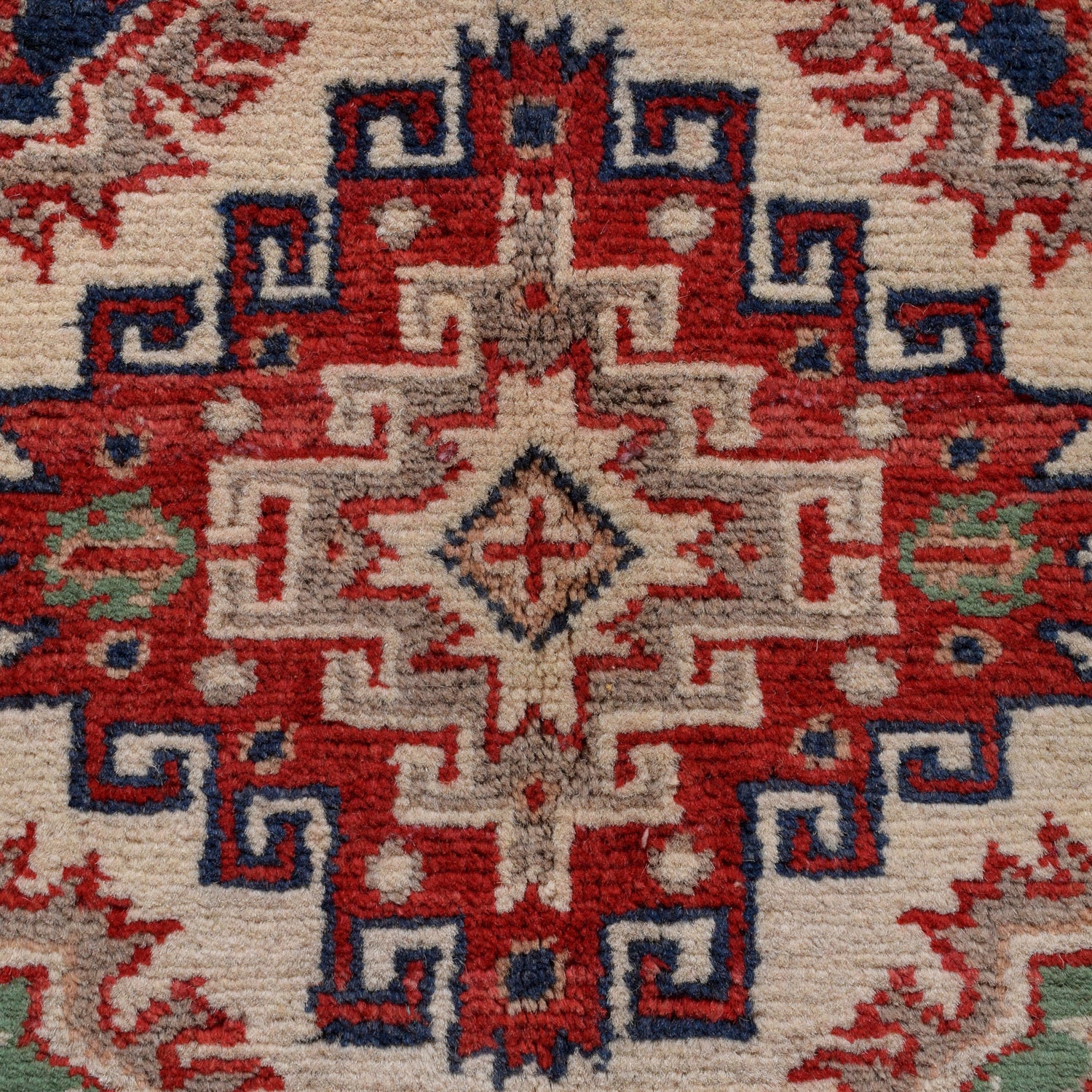 Kazak Rug Handmade Ivory Medallion 2x4 ft