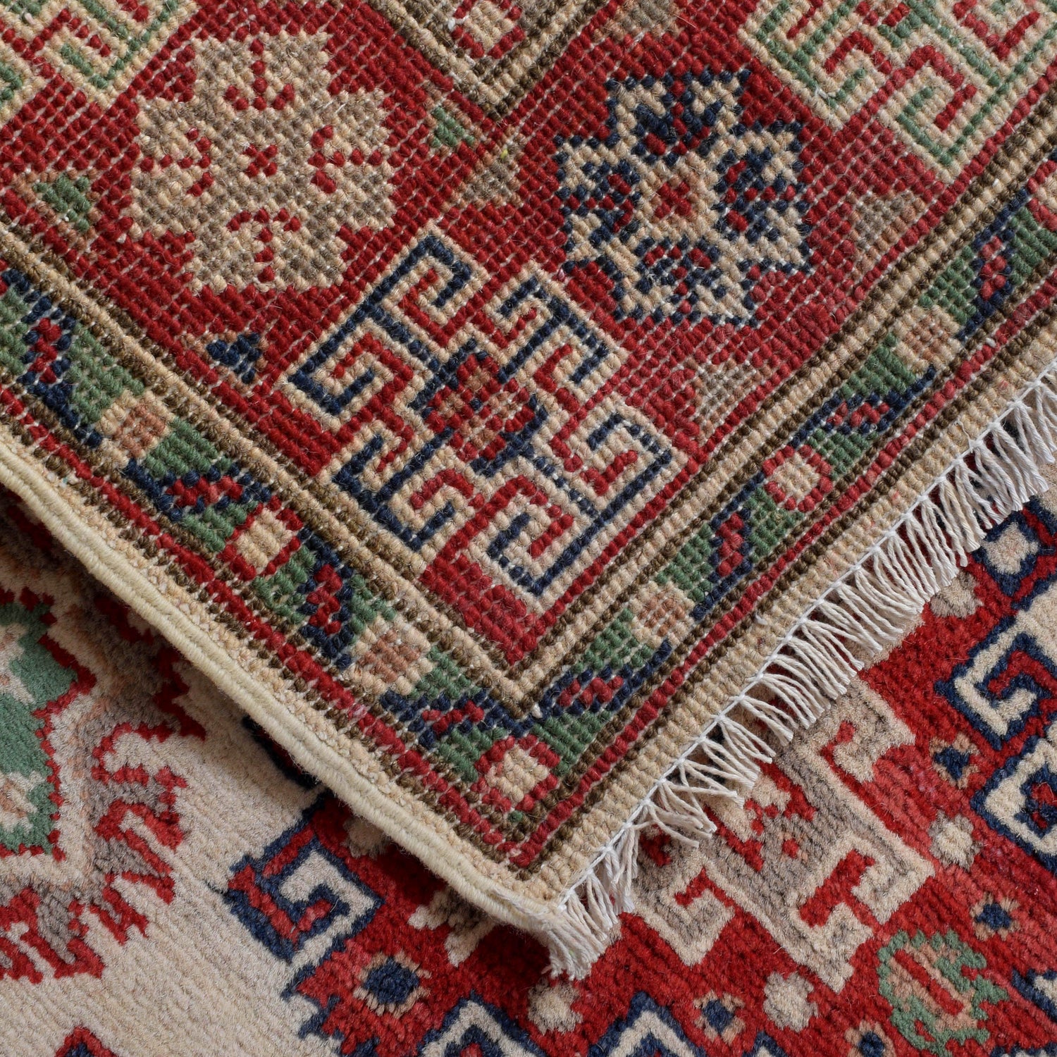 Kazak Rug Handmade Ivory Medallion 2x4 ft