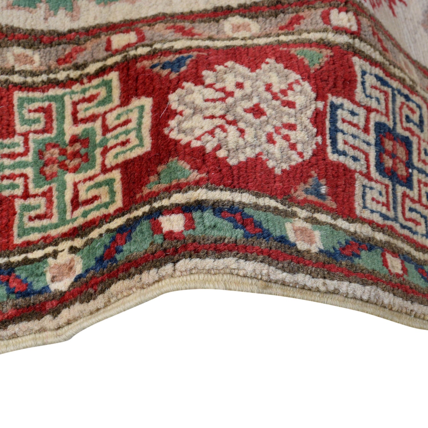 Kazak Rug Handmade Ivory Medallion 2x4 ft