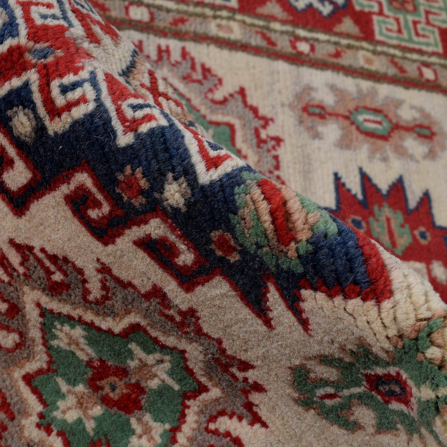 Kazak Rug Handmade Ivory Medallion 2x4 ft