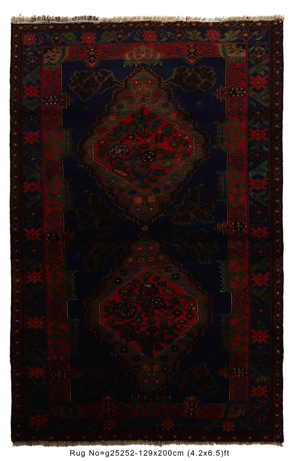 Baluchi Rug Handmade Multi Geometric 4x6 ft