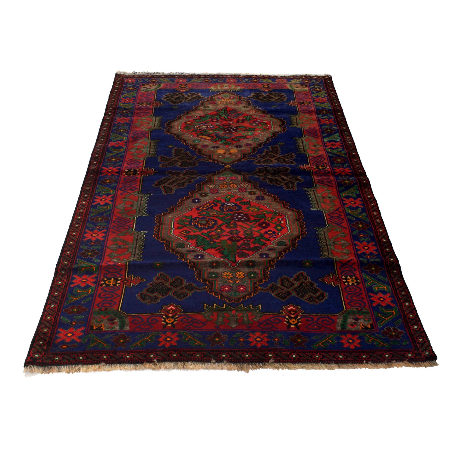 Baluchi Rug Handmade Multi Geometric 4x6 ft