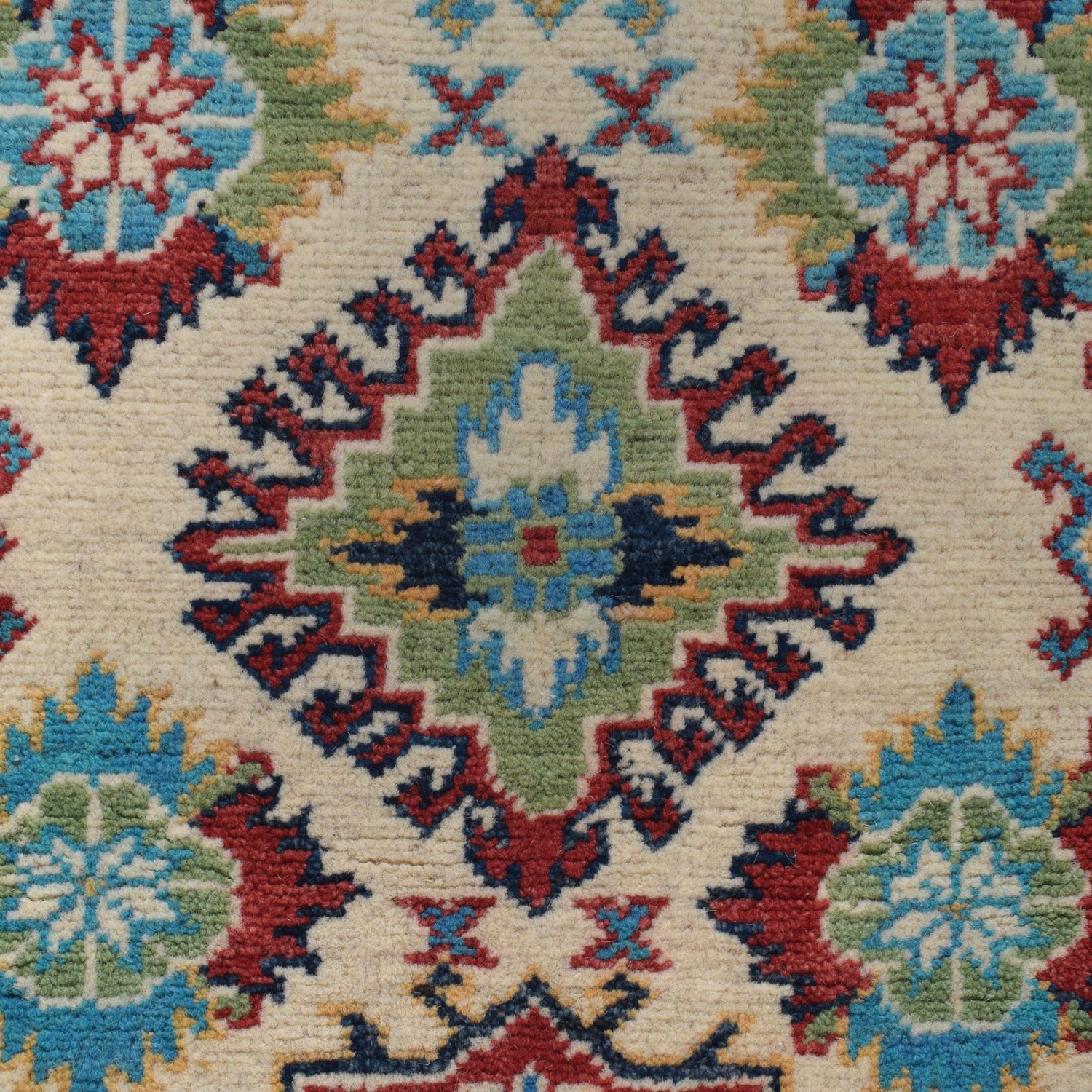 Kazak Rug Handmade Ivory Medallion 4x7 ft