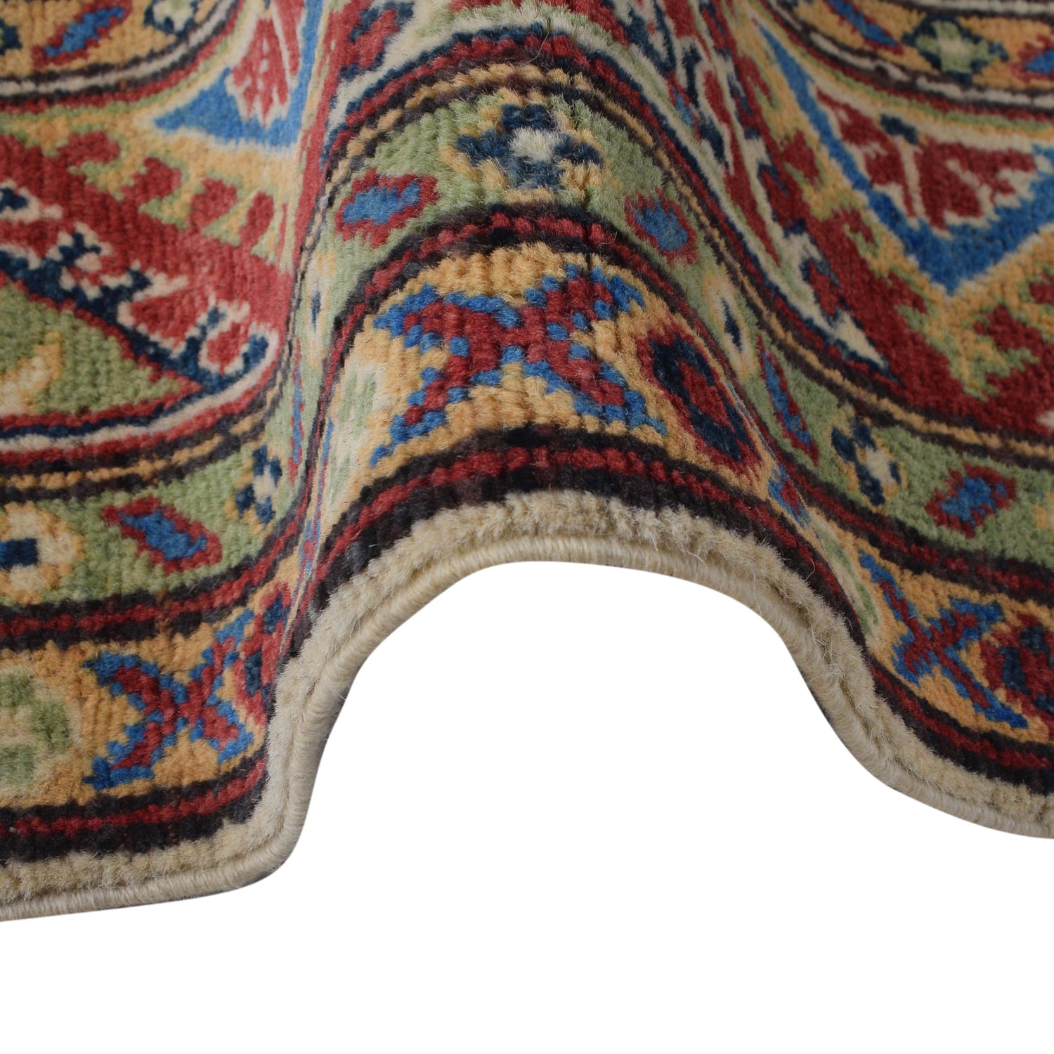 Kazak Rug Handmade Ivory Medallion 4x7 ft
