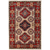 Kazak Rug Handmade Ivory Medallion 2x4 ft