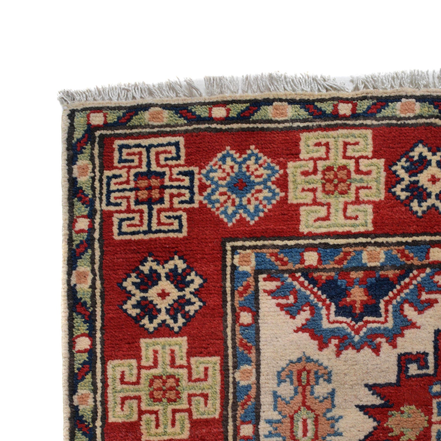 Kazak Rug Handmade Ivory Medallion 2x4 ft