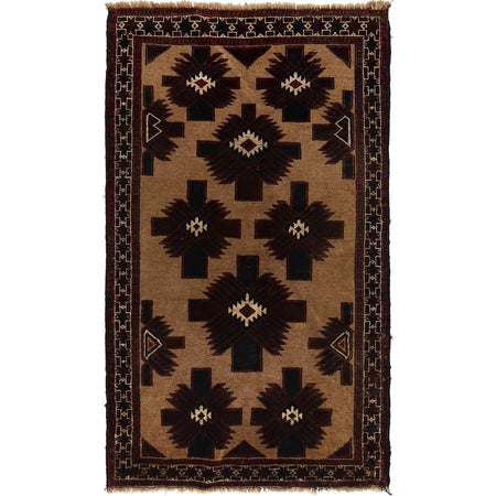 Baluchi Rug Handmade Multi Geometric 3x5 ft