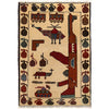 War Area Rug Handmade Beige Rifle 2 x 3 ft