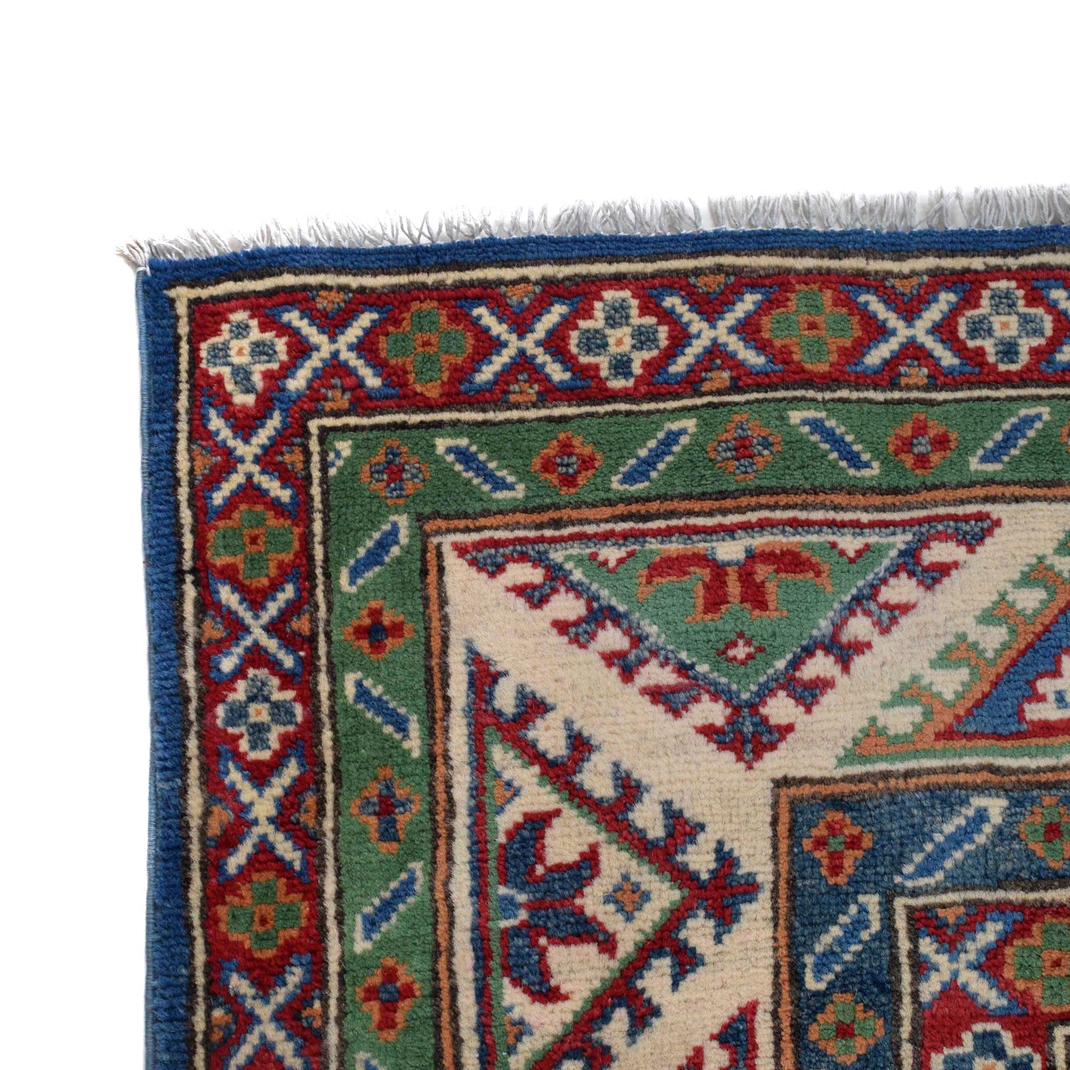 Kazak Rug Handmade Blue Medallion 5x8 ft