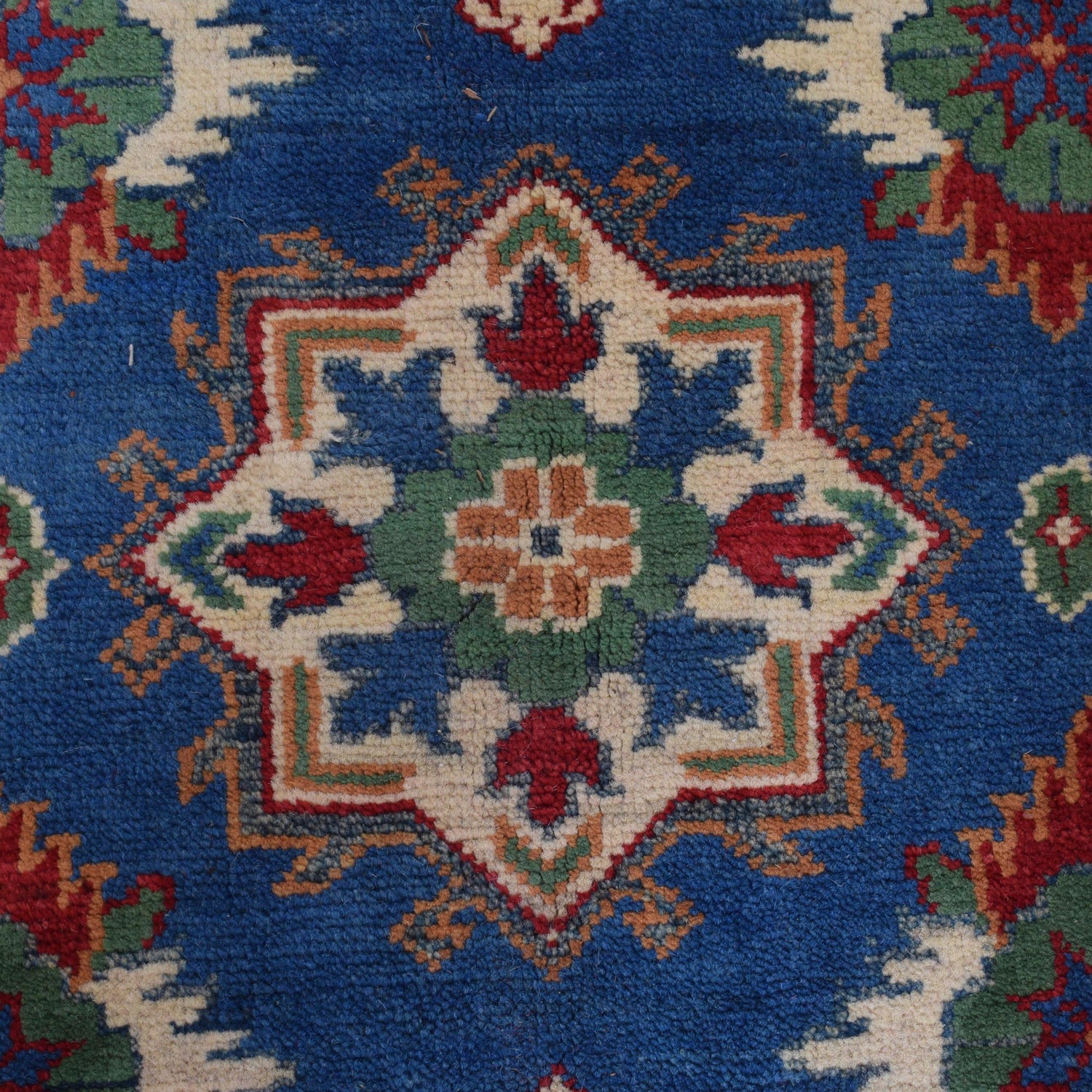 Kazak Rug Handmade Blue Medallion 5x8 ft