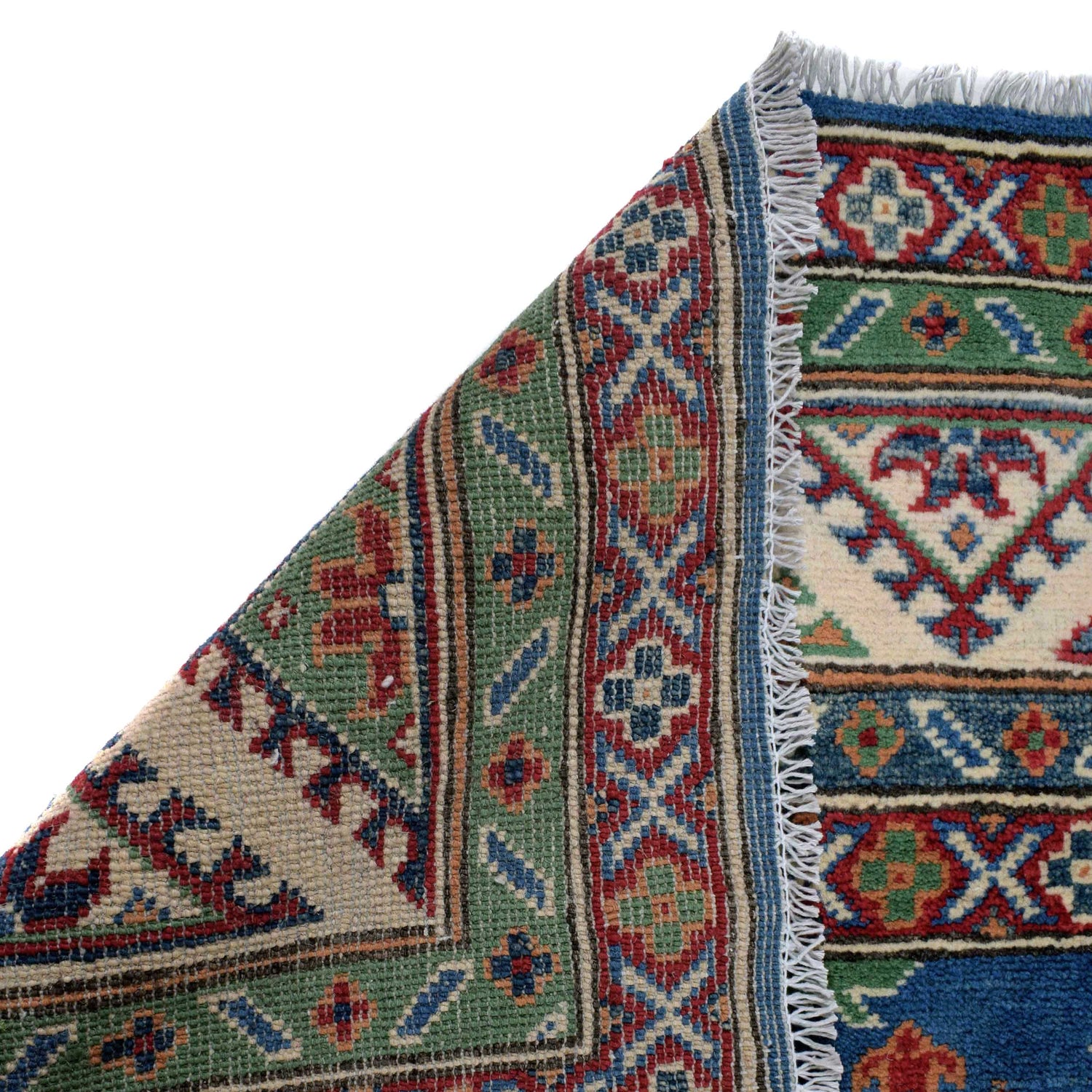 Kazak Rug Handmade Blue Medallion 5x8 ft