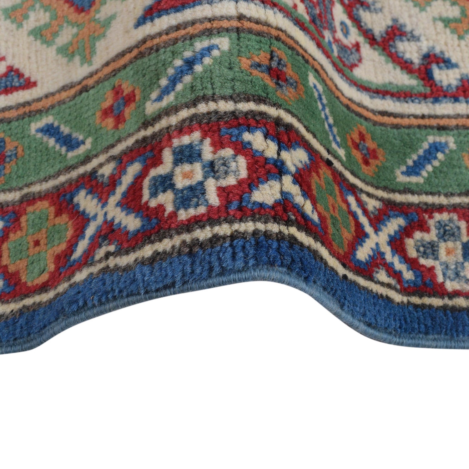 Kazak Rug Handmade Blue Medallion 5x8 ft