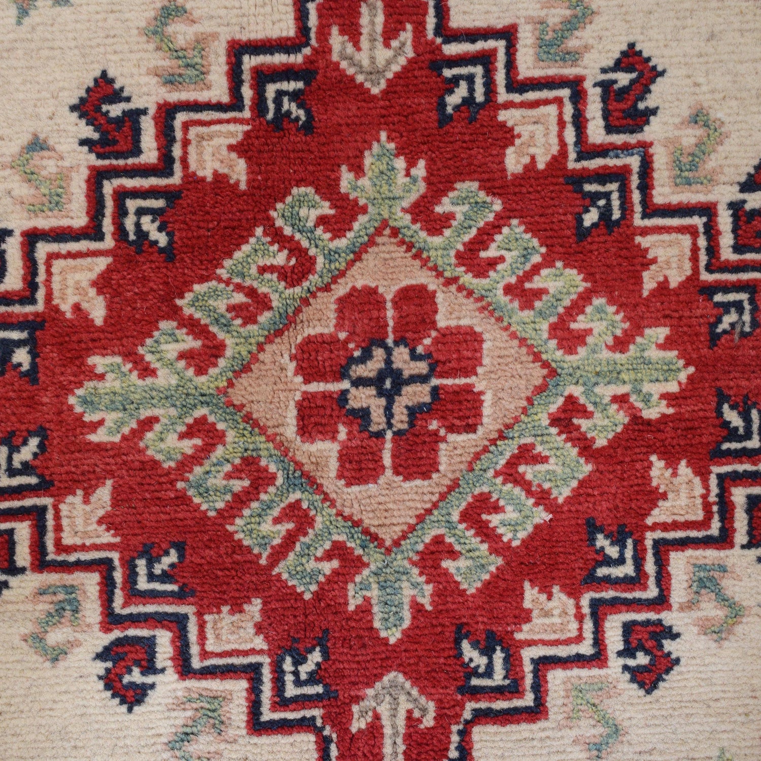 Kazak Rug Handmade Ivory Medallion 3x5 ft
