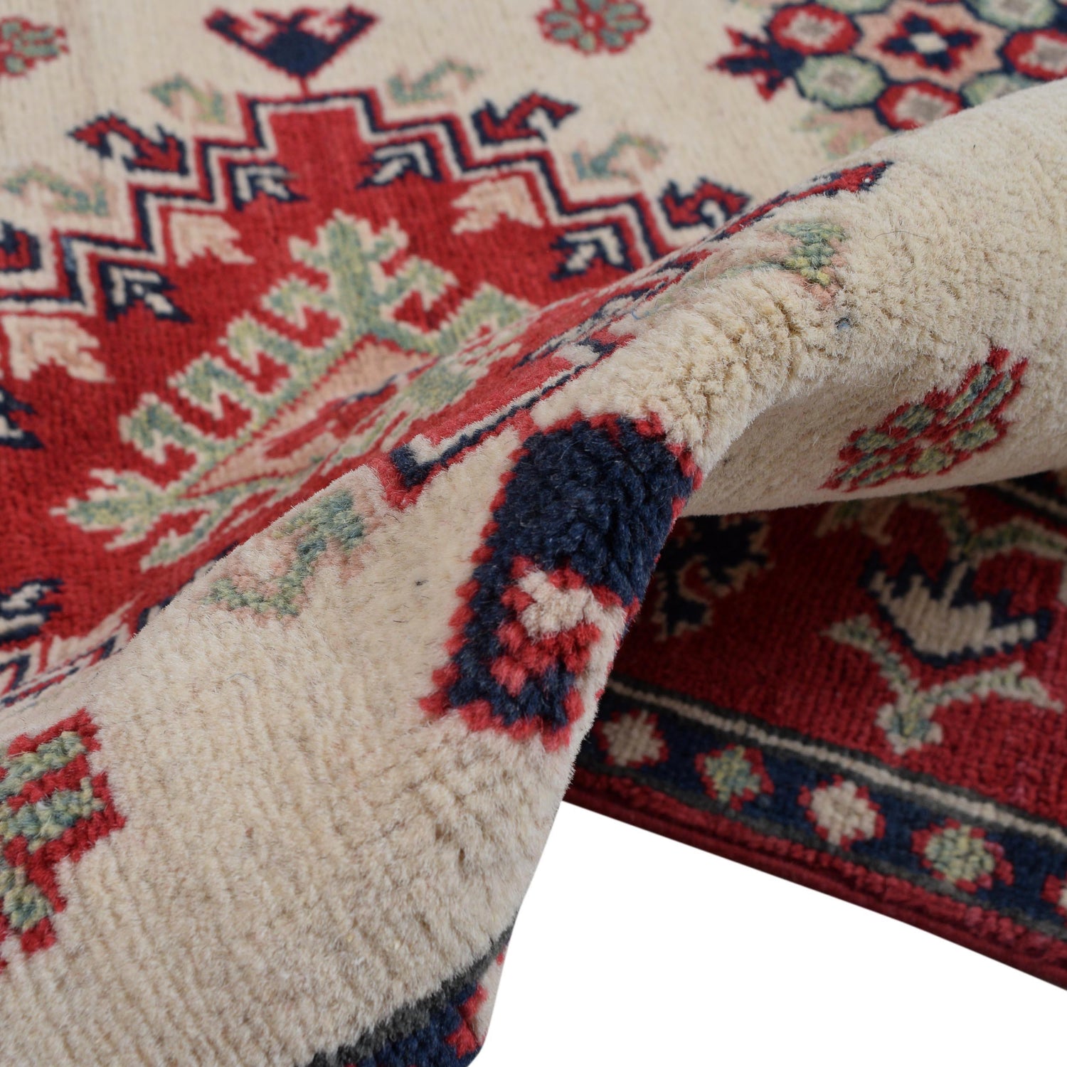 Kazak Rug Handmade Ivory Medallion 3x5 ft