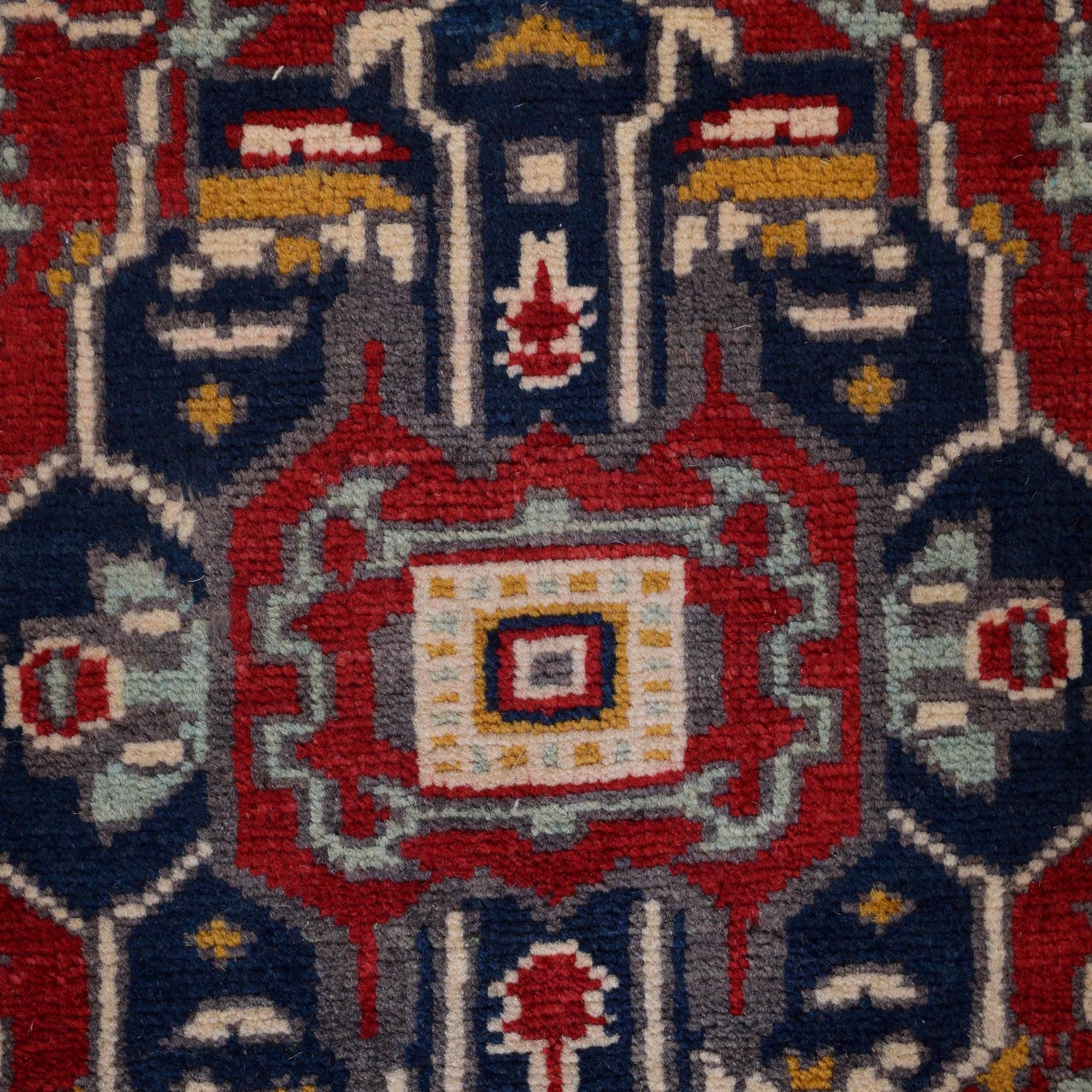 Heriz Area Rug Handmade Red Medallion 2x4 ft
