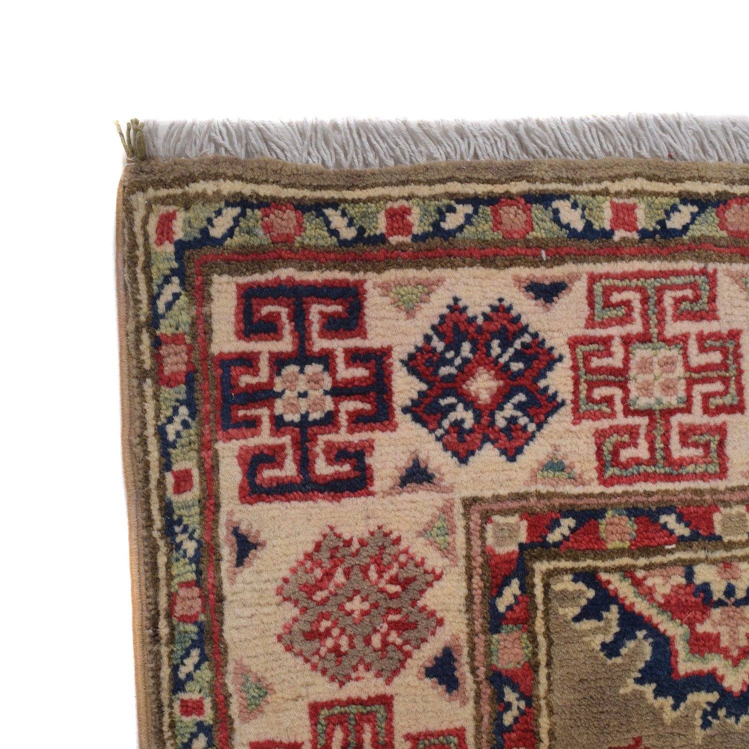 Kazak Rug Handmade Gray Medallion 2x4 ft