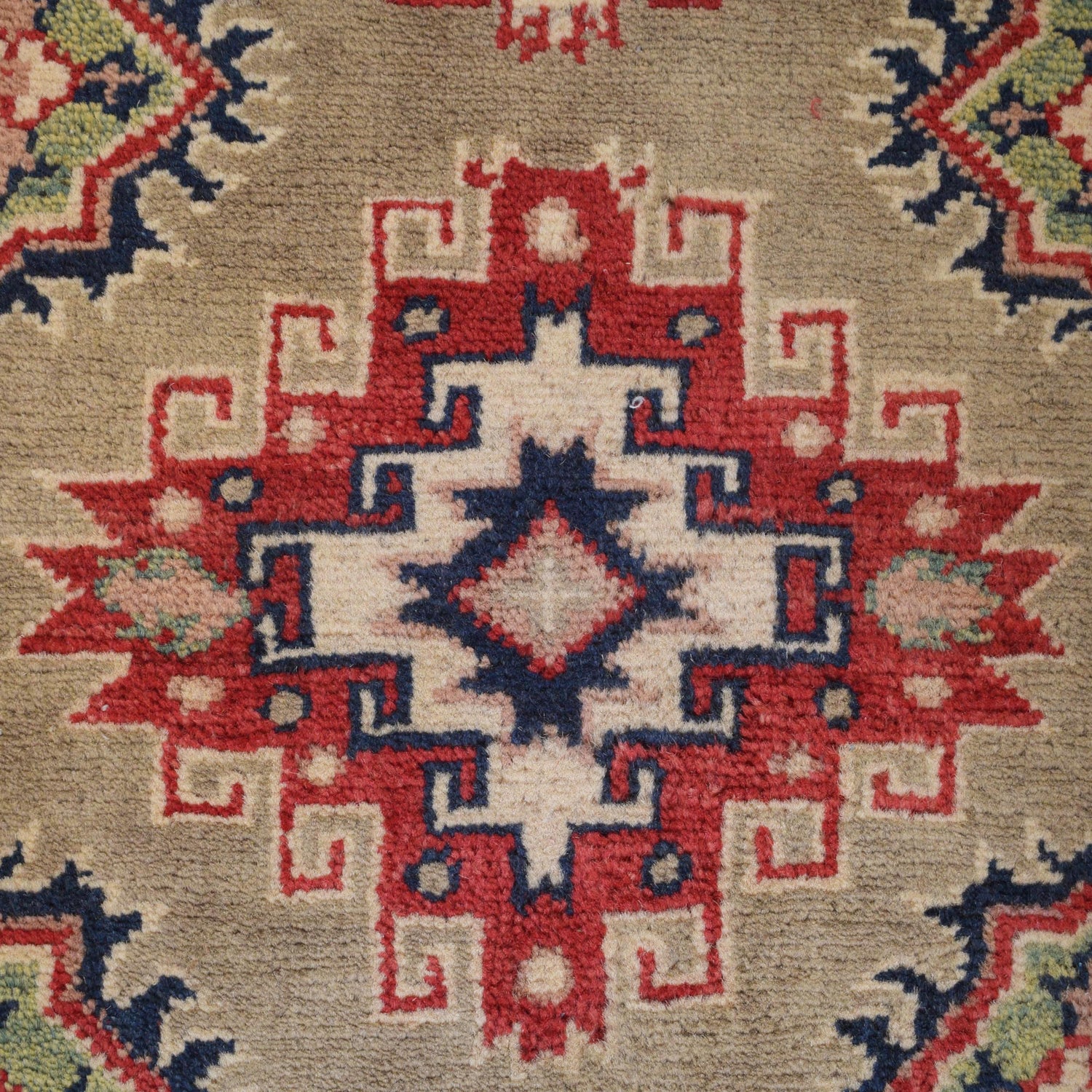 Kazak Rug Handmade Gray Medallion 2x4 ft