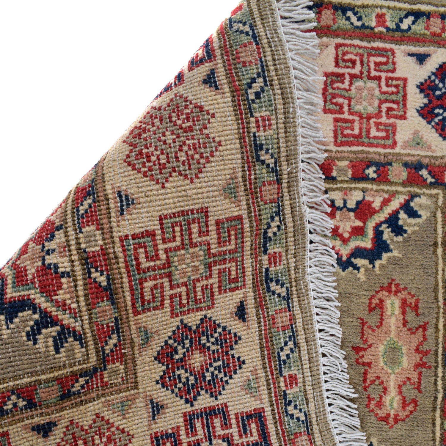 Kazak Rug Handmade Gray Medallion 2x4 ft