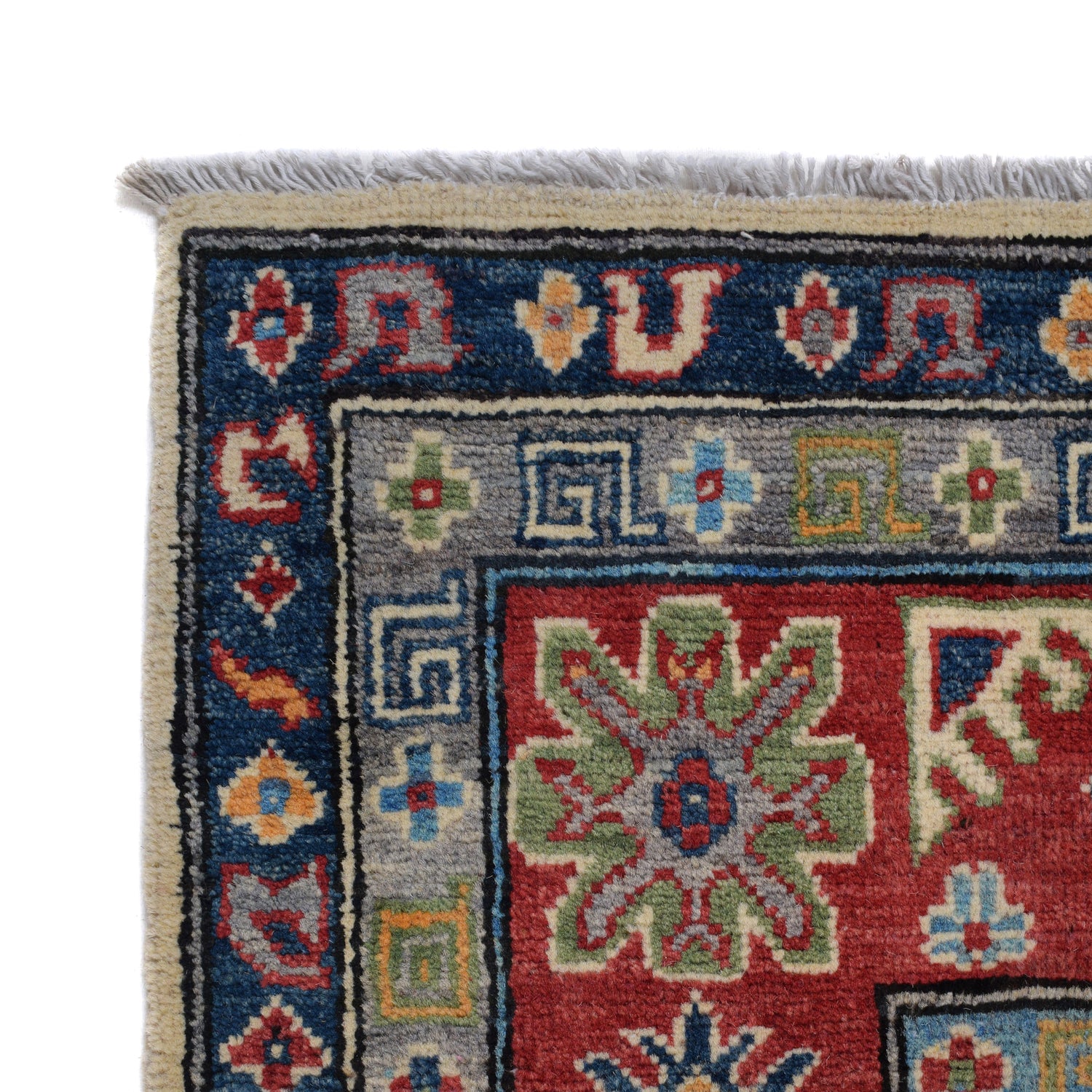 Kazak Rug Handmade Beige Medallion 7x10 ft