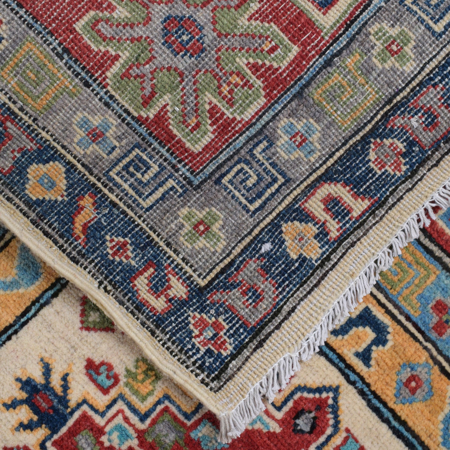 Kazak Rug Handmade Beige Medallion 7x10 ft