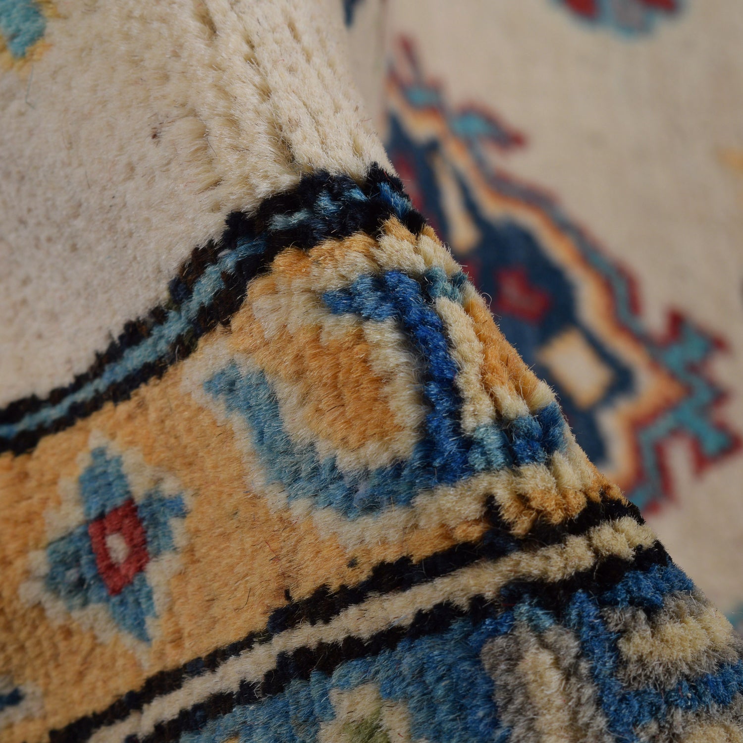 Kazak Rug Handmade Beige Medallion 7x10 ft