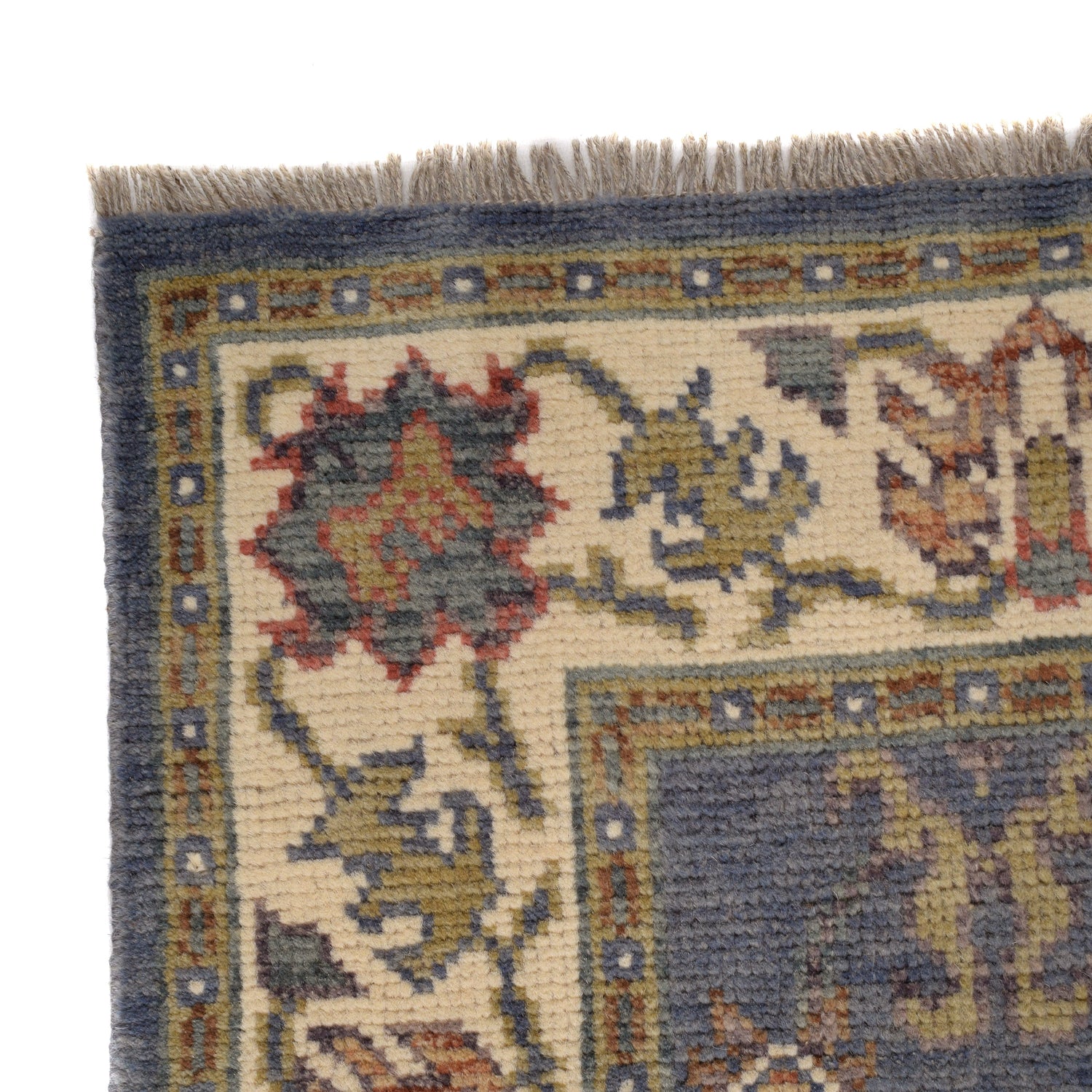 Oushak Area Rug Handmade Gray Floral 4x6 ft