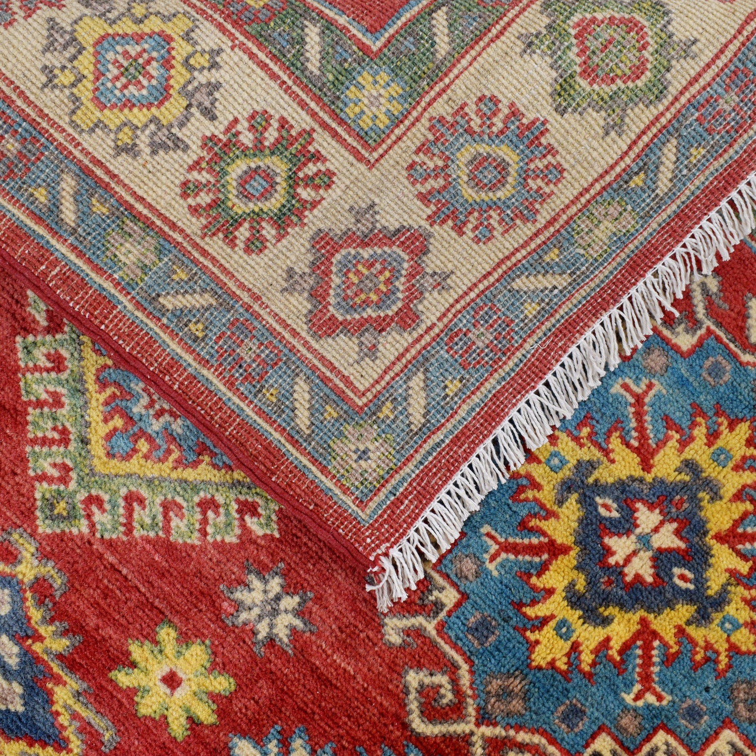 Kazak Rug Handmade Red Medallion 4x6 ft