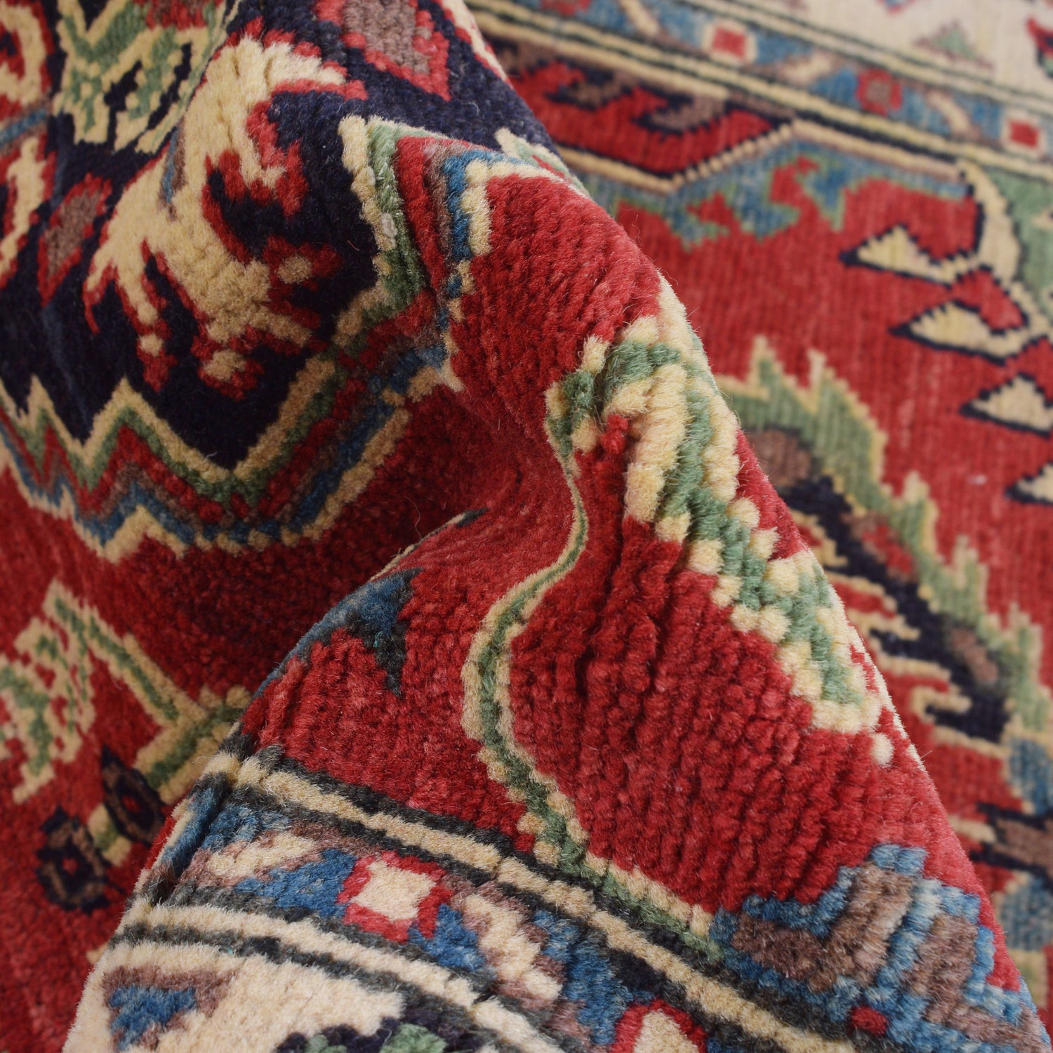 Kazak Rug Handmade Red Medallion 2x4 ft