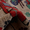 War Area Rug Handmade Brown Tank + Helicopter 4x6 ft