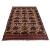 War Area Rug Handmade Brown Tank + Helicopter 4x6 ft