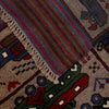 War Area Rug Handmade Brown Tank + Helicopter 4x6 ft