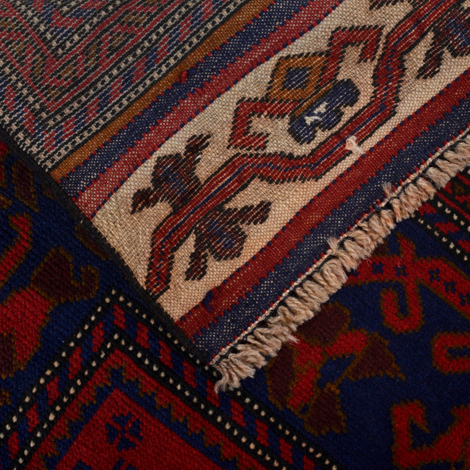 Baluchi Rug Handmade Red Geometric 4x6 ft