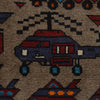 War Area Rug Handmade Brown Tank + Helicopter 3x5 ft