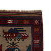 War Area Rug Handmade Brown Tank + Helicopter 3x5 ft