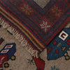 War Area Rug Handmade Brown Tank + Helicopter 3x5 ft