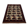 War Area Rug Handmade Ivory Tank + Helicopter 3x5 ft