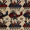 War Area Rug Handmade Ivory Tank + Helicopter 3x5 ft