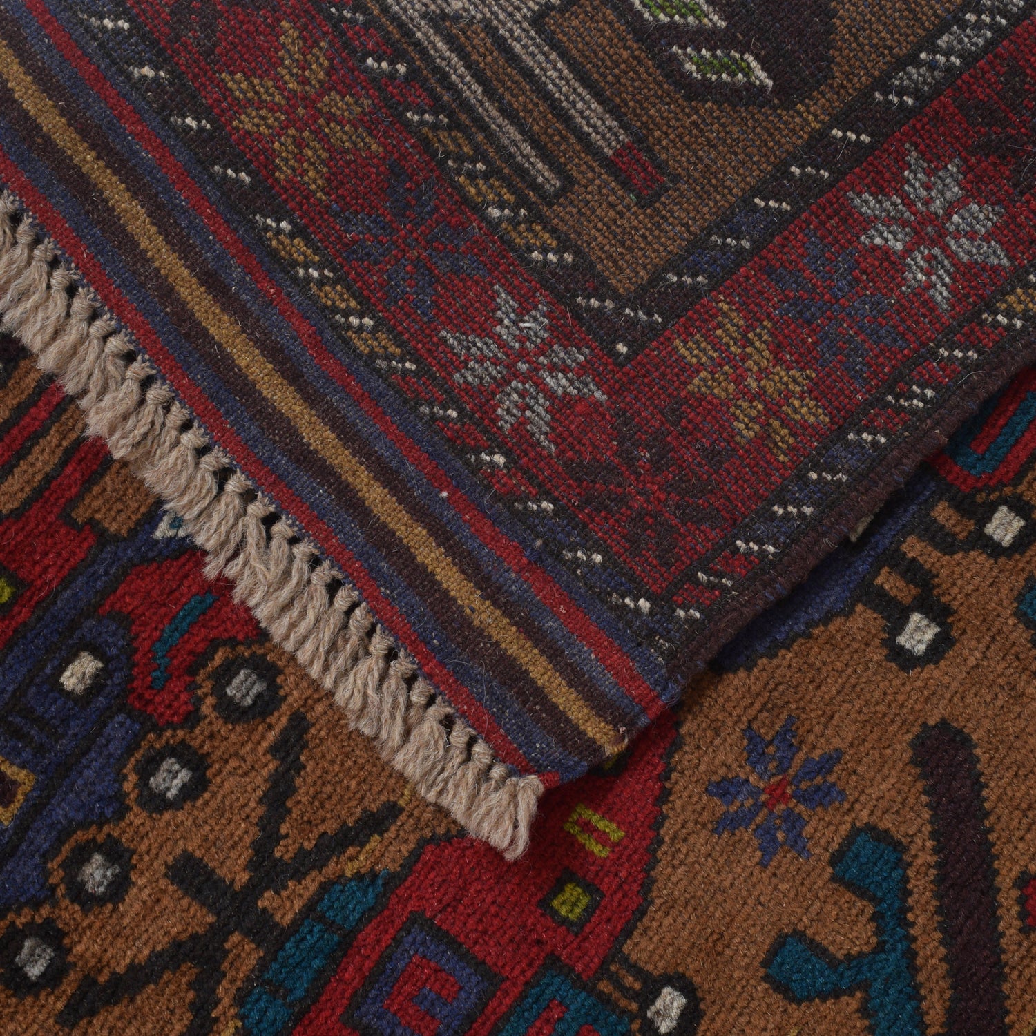 War Area Rug Handmade Brown Tank + Helicopter 2x4 ft