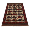 War Area Rug Handmade Ivory Tank + Helicopter 3x5 ft