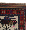 War Area Rug Handmade Ivory Tank + Helicopter 3x5 ft