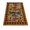 War Area Rug Handmade Ivory Tank + Riffle 3x5 ft
