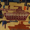 War Area Rug Handmade Ivory Tank + Riffle 3x5 ft